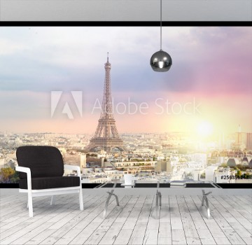 Bild på Sunset Eiffel tower and Paris city view form Triumph Arc Eiffel Tower from Champ de Mars Paris France Beautiful Romantic background